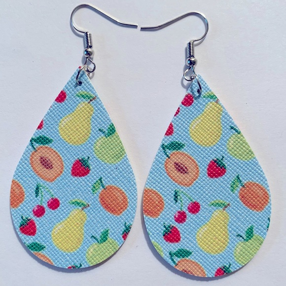 Faux Leather Teardrop Earrings - Picture 2 of 4